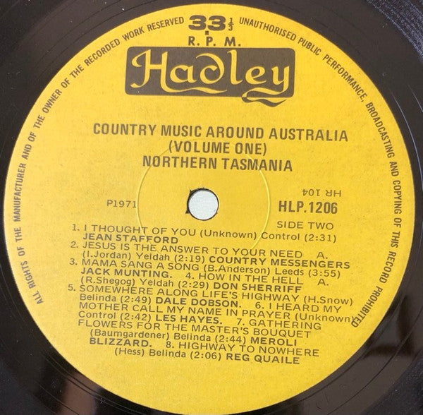 Various : Country Music Around Australia Vol. 1 Northern Tasmania (LP, Comp)