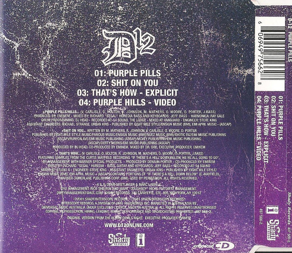 D12 : Purple Pills (CD, Single, Enh)