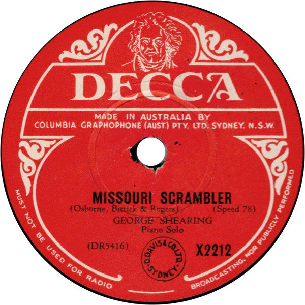 George Shearing : Missouri Scrambler / Overnight Hop (Shellac, 10")