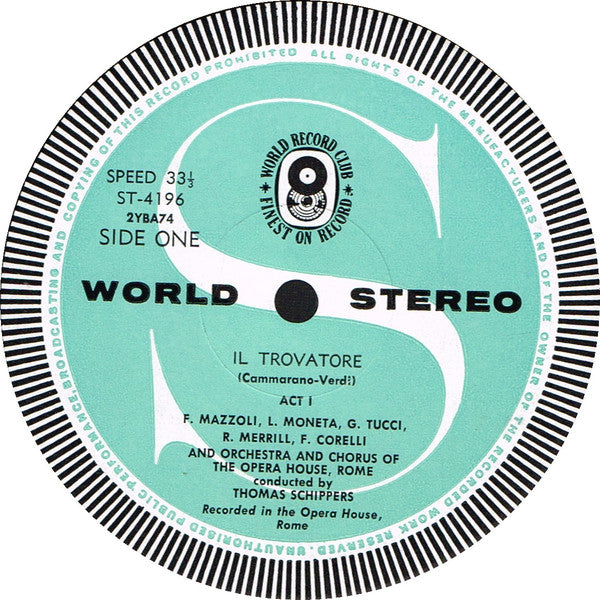 Verdi*  - Soloists/  Chorus* / Orchestra Of Teatro Dell'Opera Di Roma* / Schippers* : Il Trovatore (3xLP, Album, Club + Box)
