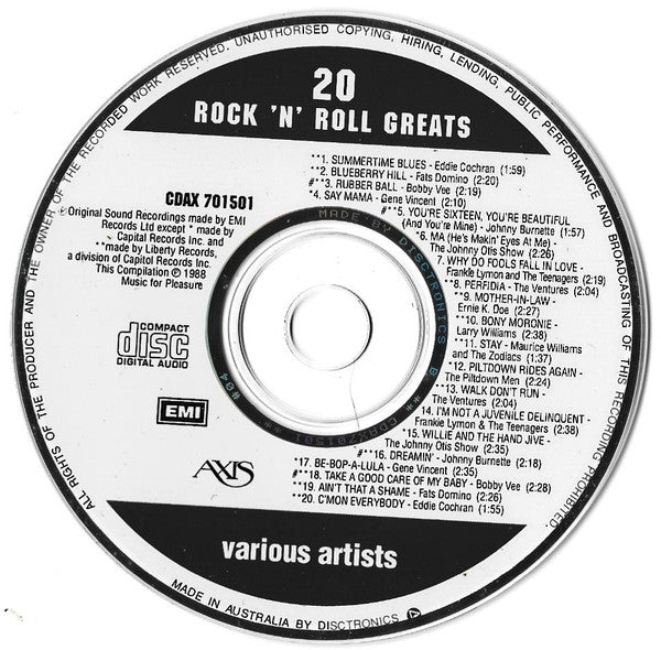 Various : 20 Rock 'N' Roll Greats (CD, Comp)