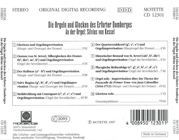 Silvius Von Kessel : Die Orgeln Und Glocken Des Erfurter Domberges (CD)