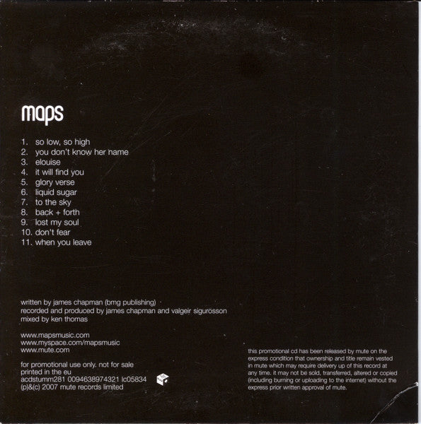 Maps : We Can Create (CD, Album, Promo)