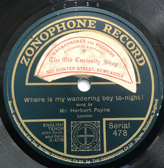 Mr. Herbert Payne* : A Boy’s Best Friend Is His Mother / Where Is My Wandering Boy To-night? (Shellac, 10")