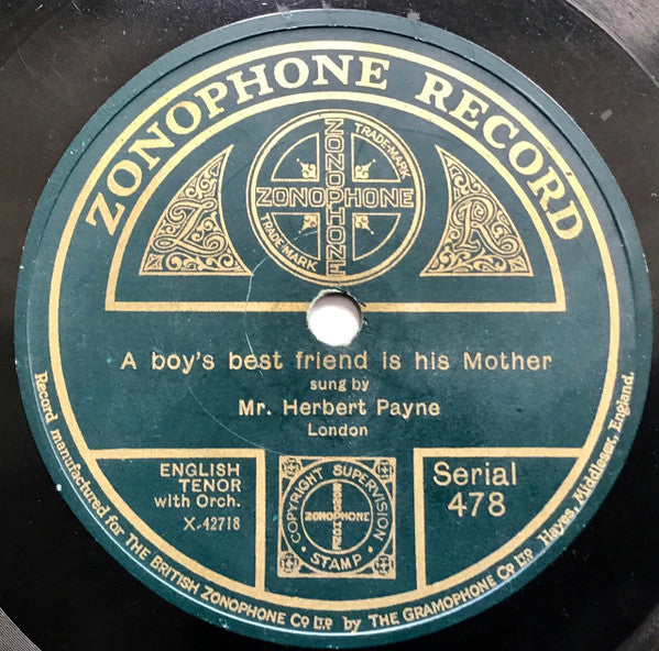 Mr. Herbert Payne* : A Boy’s Best Friend Is His Mother / Where Is My Wandering Boy To-night? (Shellac, 10")