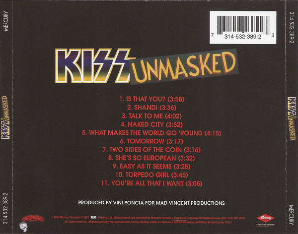 KISS : Unmasked (CD, Album, RE, RM, Son)