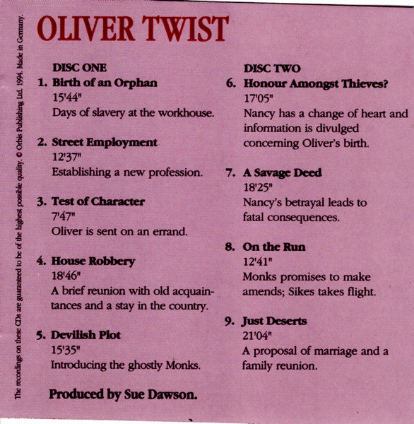 Charles Dickens (2) Read By Martin Jarvis : Oliver Twist (2xCD)