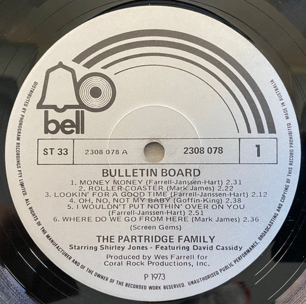 The Partridge Family Starring Shirley Jones (2) Featuring David Cassidy : Bulletin Board (LP, Album)