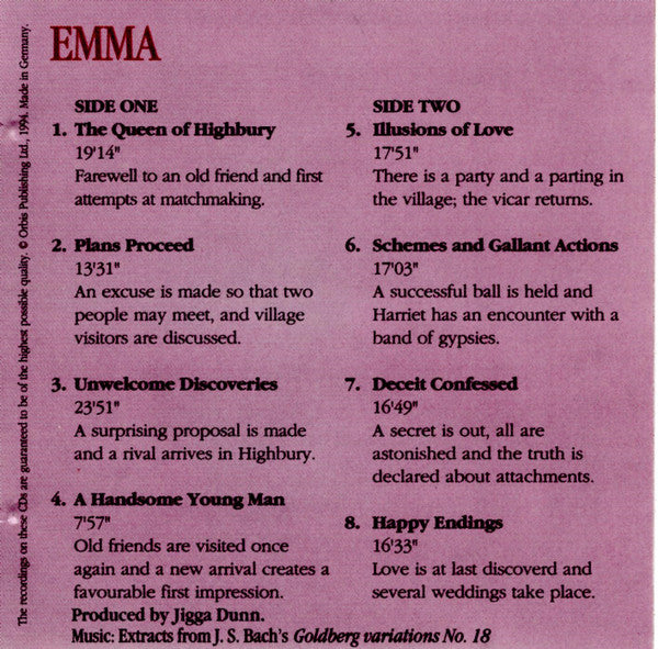 Jane Austen Read By Belinda Lang : Emma (2xCD)