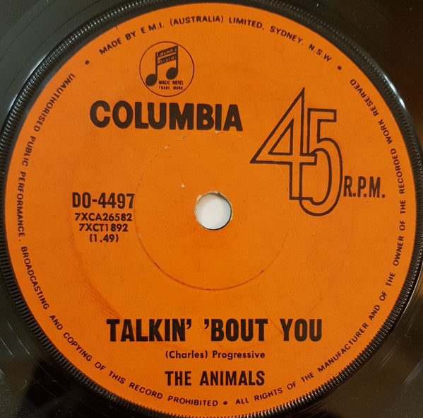 The Animals : The House Of The Rising Sun (7", Single, Mono)