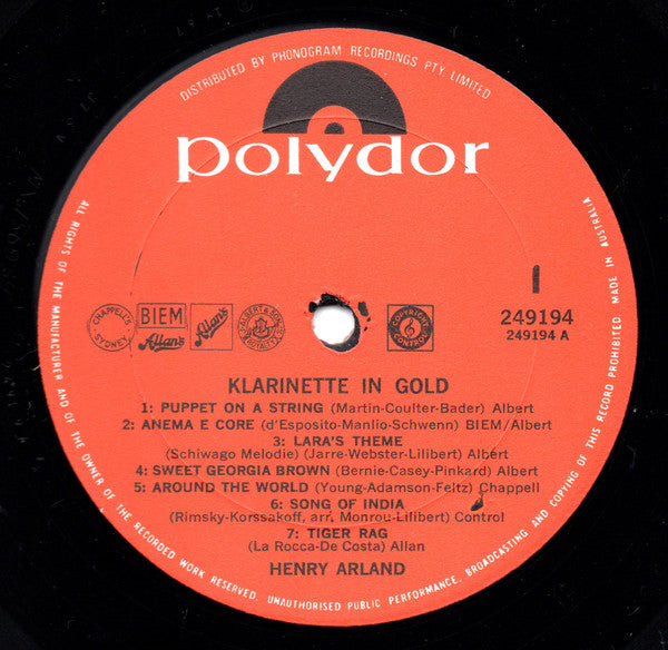 Henry Arland : Klarinette In Gold (LP, Album)