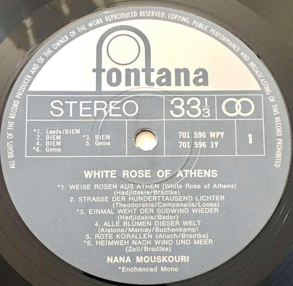 Nana Mouskouri : White Rose Of Athens (Sung In German) (LP, Comp)