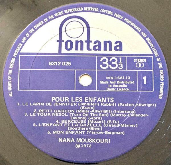 Nana Mouskouri : Pour Les Enfants (LP, Album)