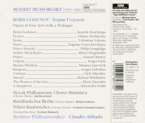 Mussorgsky* - Berliner Philharmoniker, Claudio Abbado, Anatoly Kotcherga*, Marjana Lipovšek, Samuel Ramey, Sergei Larin*, Sergei Leiferkus, Philip Langridge : Boris Godunov (3xCD, Album, Gol + Box)