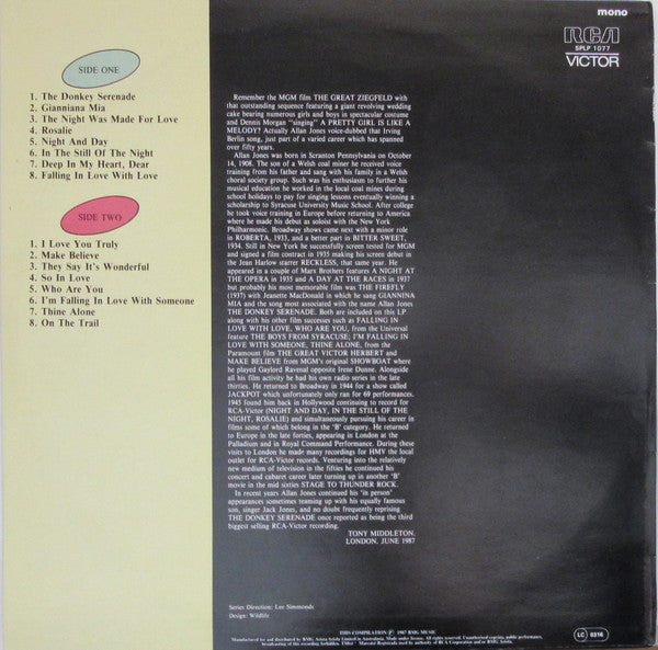 Allan Jones (5) : Donkey Serenade . . . The Best Of Allan Jones (LP, Comp, RE)