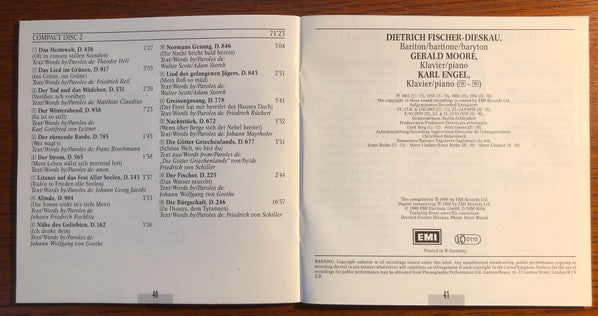 Schubert*, Dietrich Fischer-Dieskau, Gerald Moore : Lieder (2xCD, Comp)