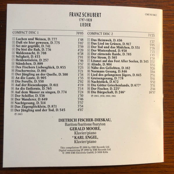 Schubert*, Dietrich Fischer-Dieskau, Gerald Moore : Lieder (2xCD, Comp)