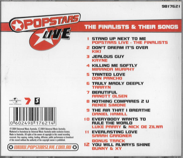 Popstars Live: The Finalists : The Finalists & Their Songs (CD, Album, Comp)