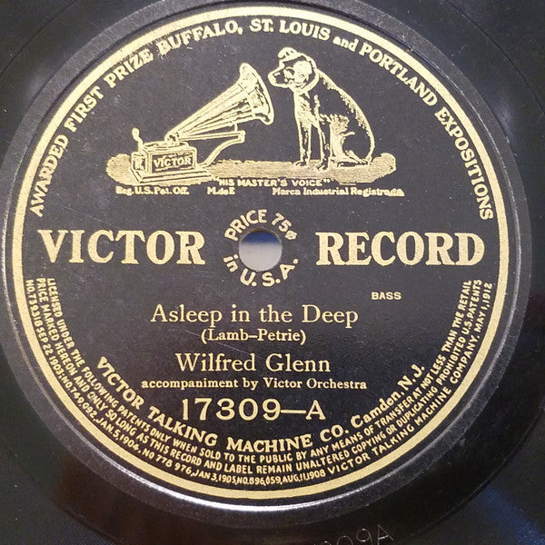 Wilfred Glenn : Asleep In The Deep / Rocked In The Cradle Of The Deep (Shellac, 10")