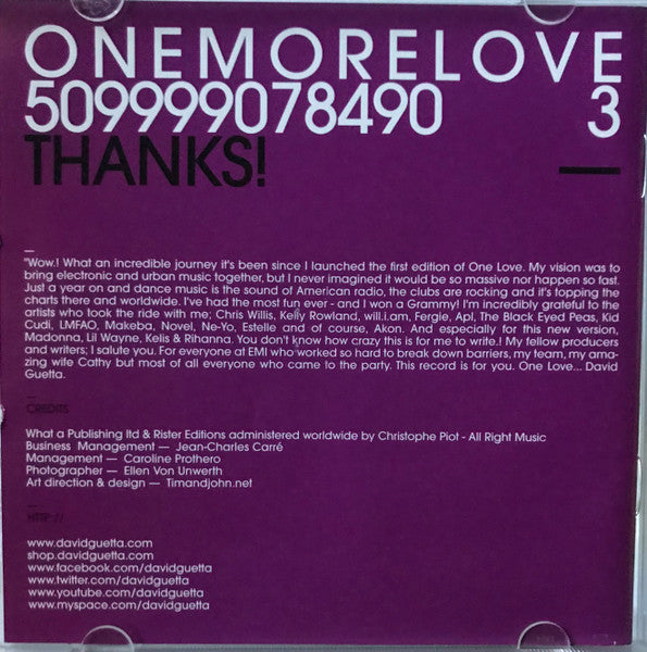 David Guetta : One More Love (2xCD, Album, Enh)
