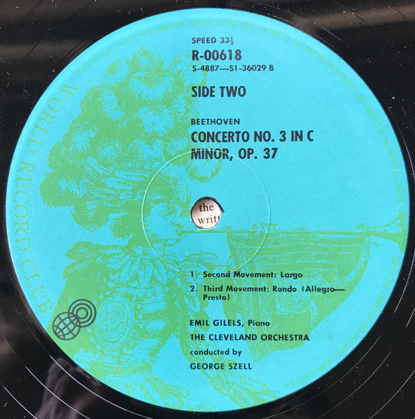 Beethoven* / Emil Gilels, The Cleveland Orchestra Conducted By Szell* : Piano Concerto No. 3 In C Minor, Op. 37 (LP, Album, Club, RE)