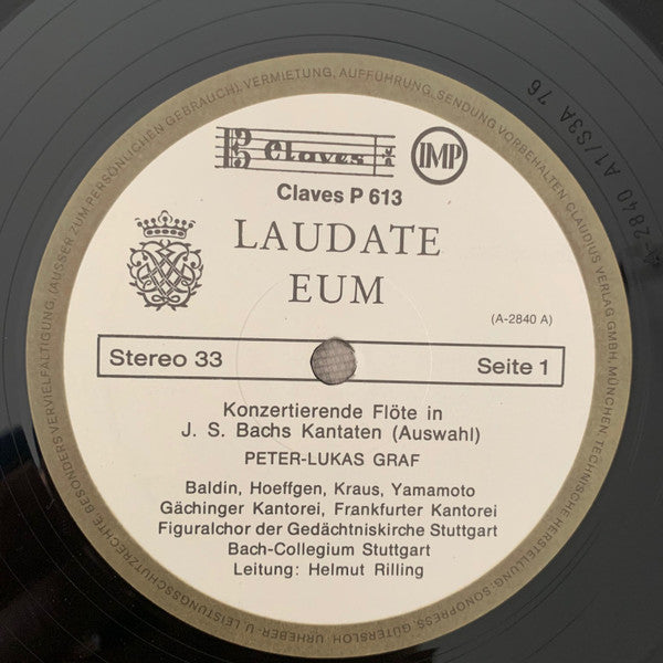 Johann Sebastian Bach, Peter-Lukas Graf : Konzertierende Flöte In J. S. Bachs Kantaten - Laudate Eum (LP)