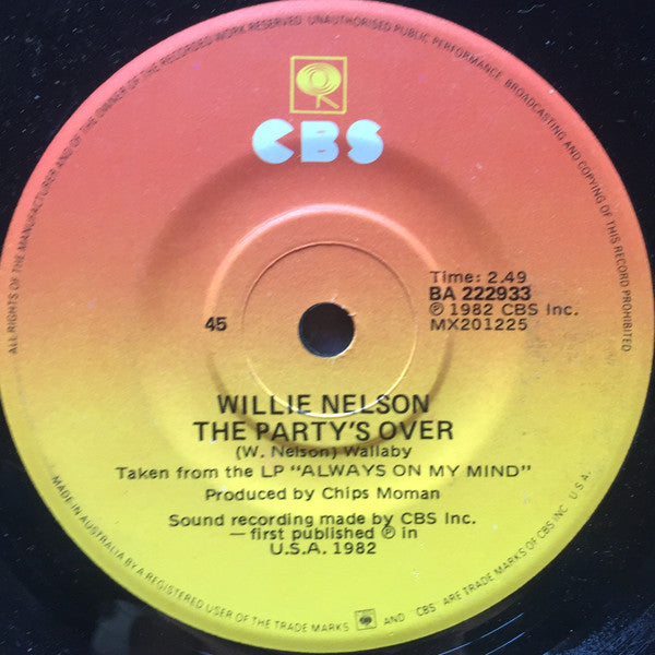Willie Nelson : Always On My Mind (7", Single)