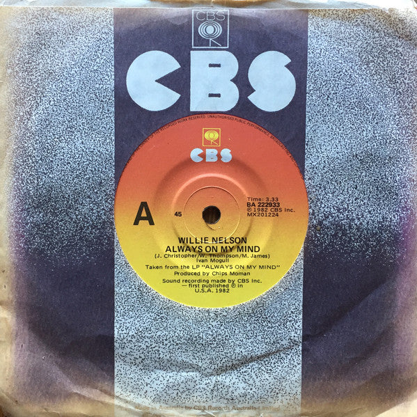Willie Nelson : Always On My Mind (7", Single)