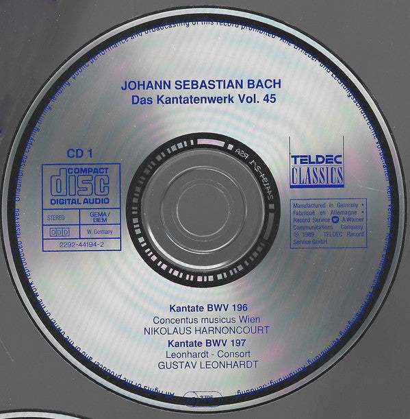 Joh. Sebast. Bach* : Complete Cantatas Vol. 45 (2xCD, RE)