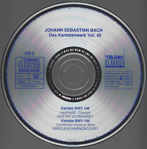 Joh. Sebast. Bach* : Complete Cantatas Vol. 45 (2xCD, RE)