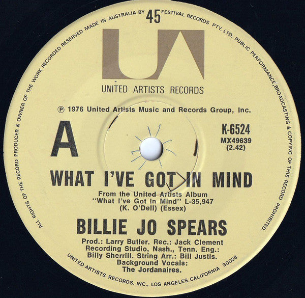 Billie Jo Spears : What I've Got In Mind (7", Single)
