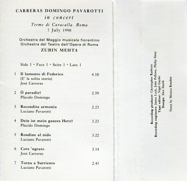 Carreras*, Domingo*, Pavarotti*, Mehta* : In Concert (Cass, Album, Dol)