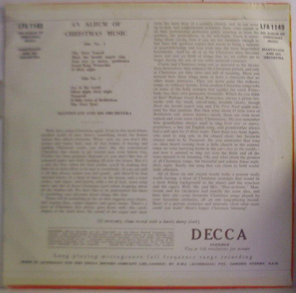 Mantovani And His Orchestra : An Album Of Christmas Music (10", Album)