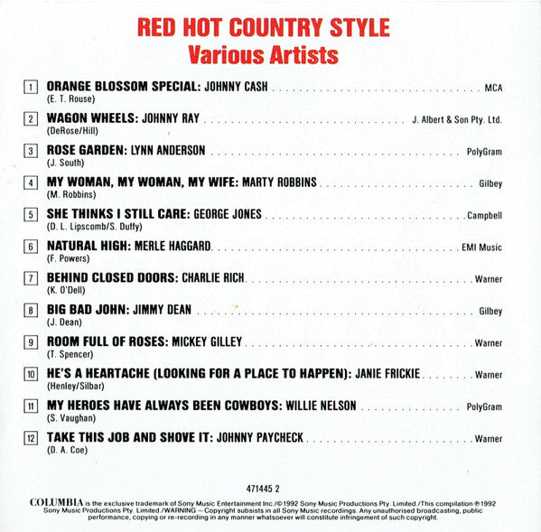Various : Red Hot Country Style (CD, Comp)