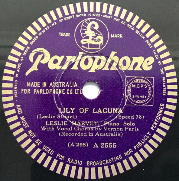 Leslie Harvey (2) : Look For The Silver Lining / Lily Of Laguna (Shellac, 10", RP)