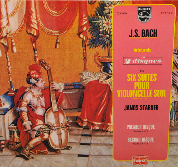 J.S. Bach* - Janos Starker : Intégrale En 2 Disques Des Six Suites Pour Violoncelle Seul BWV 1007-1012 (2xLP, RE, Gat)