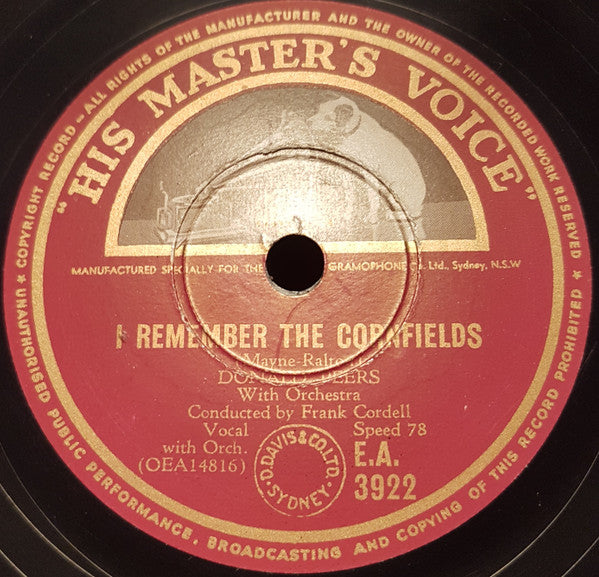 Donald Peers : Across The Meadow / I Remember The Cornfields (Shellac, 10")