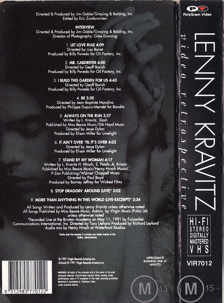 Lenny Kravitz : Video Retrospective (VHS, Comp, PAL)
