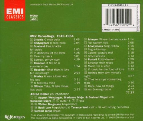 Alfred Deller : HMV Recordings, 1949-1954 (Purcell, Dowland, Shakespeare Songs, Campion, Rosseter, Bedyngham, Ciconia) (CD, Comp, Mono, RM)