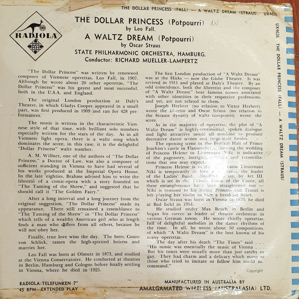 The Hamburg State Philharmonic Orchestra* : The Dollar Princess (7", EP)
