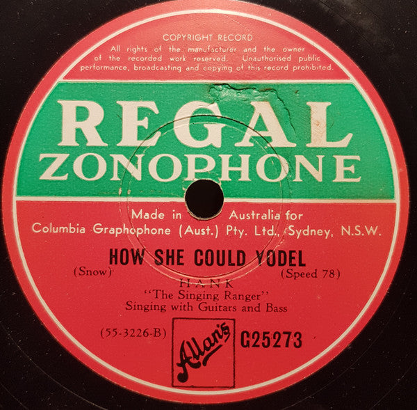 Hank Snow : Just Waiting For You / How She Could Yodel (Shellac, 10")