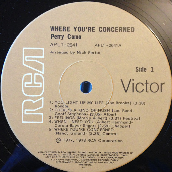 Perry Como : Where You're Concerned (LP, Album)