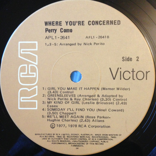 Perry Como : Where You're Concerned (LP, Album)