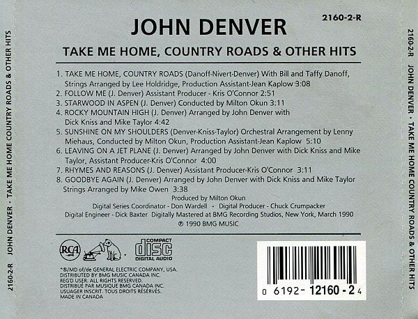John Denver : Take Me Home, Country Roads & Other Hits (CD, Comp, RE)