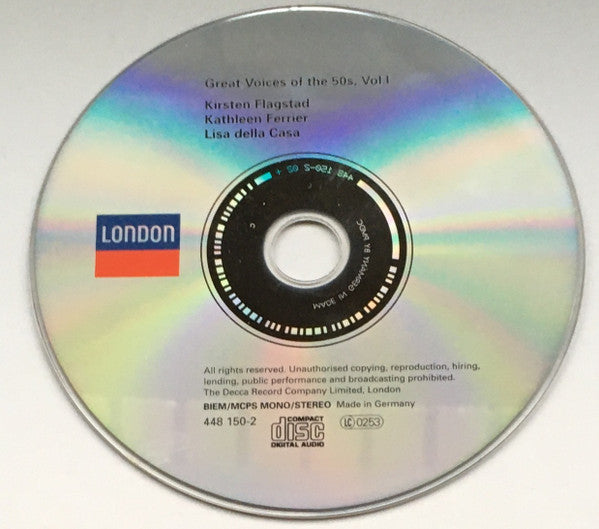 Lisa Della Casa, Kathleen Ferrier, Kirsten Flagstad : Great Voices Of The 50s.  Vol. I (CD, Comp, Mono)