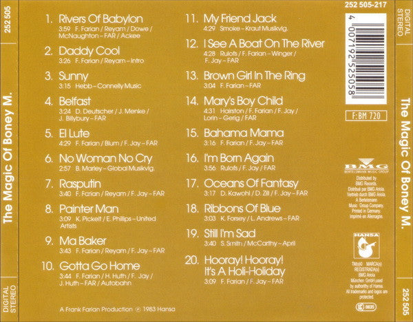 Boney M. : The Magic Of Boney M. (20 Golden Hits) (CD, Comp, RE)