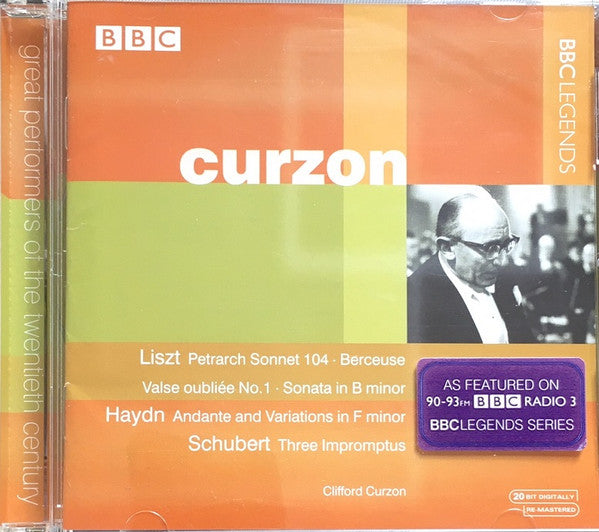 Clifford Curzon : Liszt / Haydn / Schubert (CD, Mono)