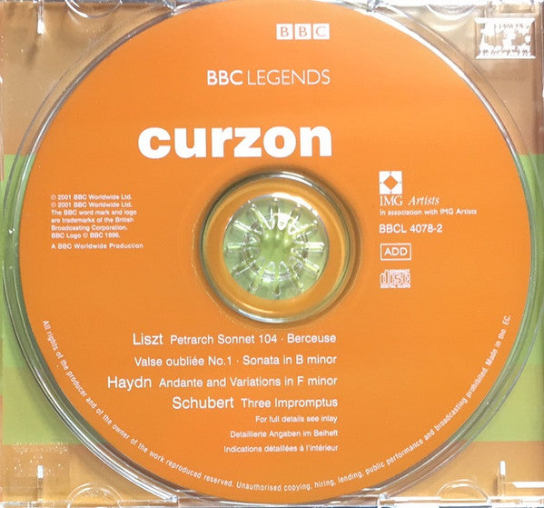 Clifford Curzon : Liszt / Haydn / Schubert (CD, Mono)