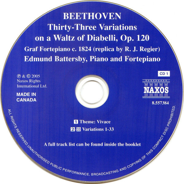 Beethoven*, Edmund Battersby : Diabelli Variations (2xCD, Album)