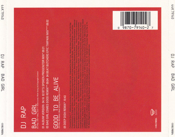 DJ Rap : Bad Girl (CD, Single)